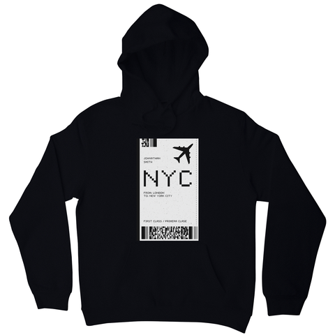 NYC plane ticket hoodie - Graphic Gear