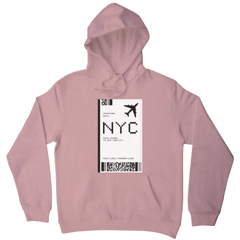 NYC plane ticket hoodie - Graphic Gear