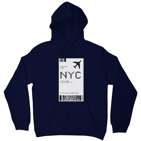 NYC plane ticket hoodie - Graphic Gear