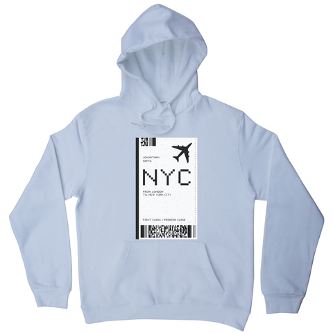 NYC plane ticket hoodie - Graphic Gear