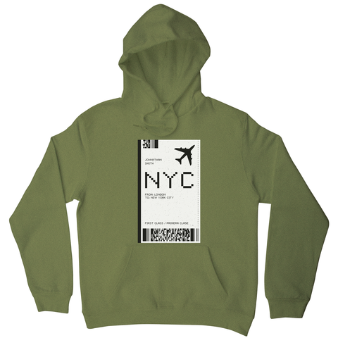 NYC plane ticket hoodie - Graphic Gear