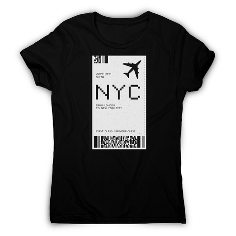 NYC plane ticket women's t-shirt - Graphic Gear