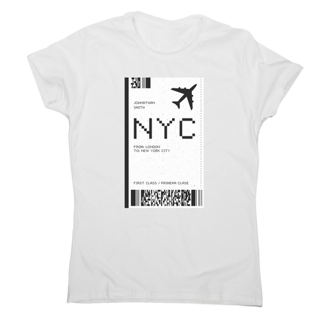 NYC plane ticket women's t-shirt - Graphic Gear