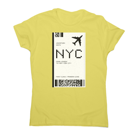 NYC plane ticket women's t-shirt - Graphic Gear