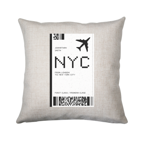 NYC plane ticket cushion cover pillowcase linen home decor - Graphic Gear