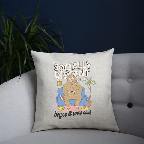 Socially distant bigfoot cushion cover pillowcase linen home decor - Graphic Gear