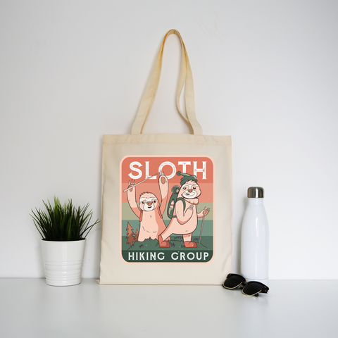 Sloth hiking club tote bag canvas shopping - Graphic Gear