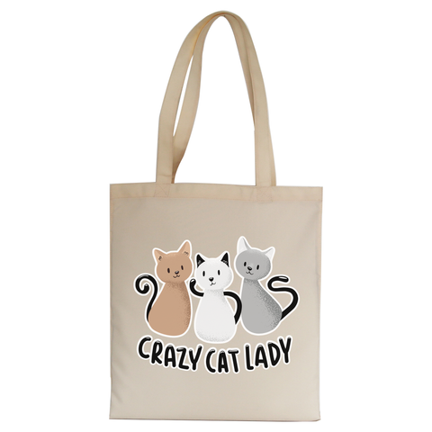 Crazy cat lady tote bag canvas shopping - Graphic Gear