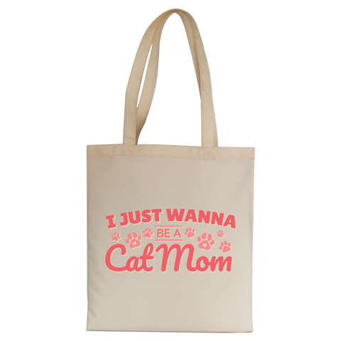Cat mom quote tote bag canvas shopping - Graphic Gear