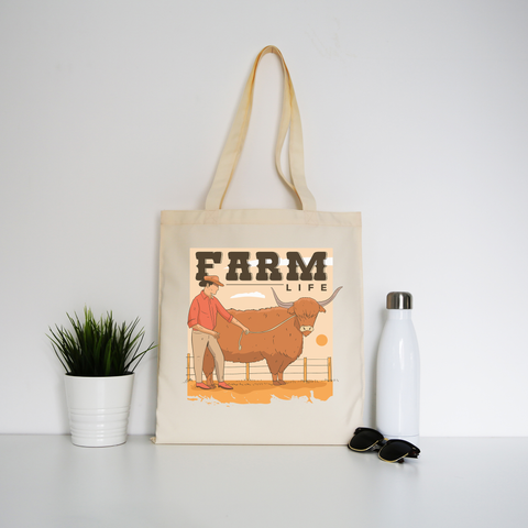 Farm life quote tote bag canvas shopping - Graphic Gear