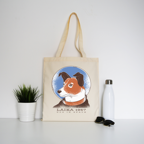 Laika dog tote bag canvas shopping - Graphic Gear