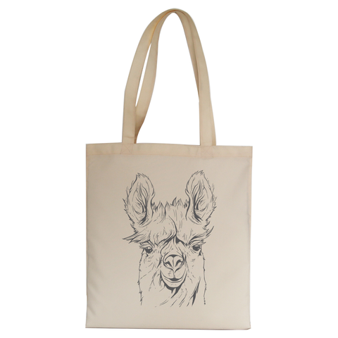 Llama line art tote bag canvas shopping - Graphic Gear