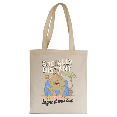 Socially distant bigfoot tote bag canvas shopping - Graphic Gear