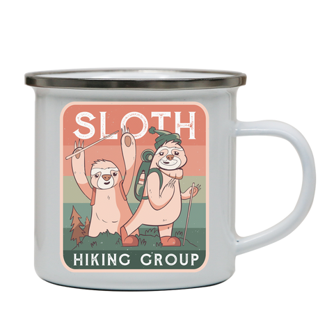 Sloth hiking club enamel camping mug outdoor cup colors - Graphic Gear