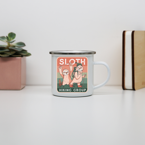 Sloth hiking club enamel camping mug outdoor cup colors - Graphic Gear