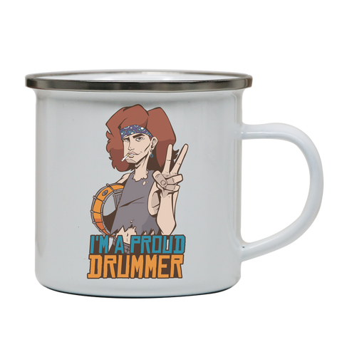 Proud drummer enamel camping mug outdoor cup colors - Graphic Gear