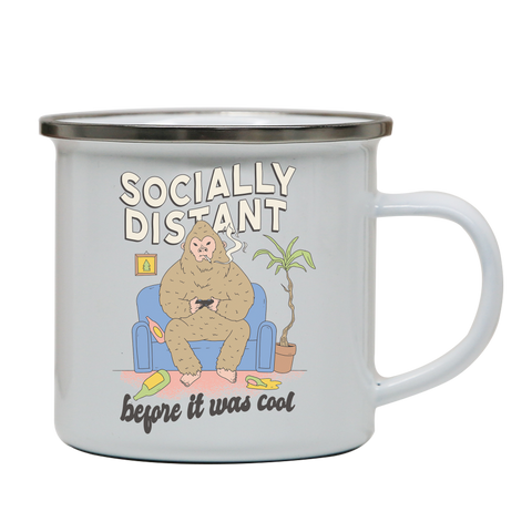 Socially distant bigfoot enamel camping mug outdoor cup colors - Graphic Gear