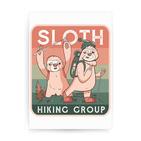 Sloth hiking club print poster wall art decor - Graphic Gear