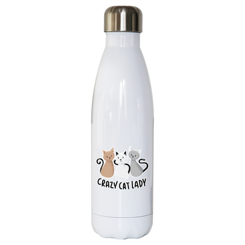 Crazy cat lady water bottle stainless steel reusable - Graphic Gear