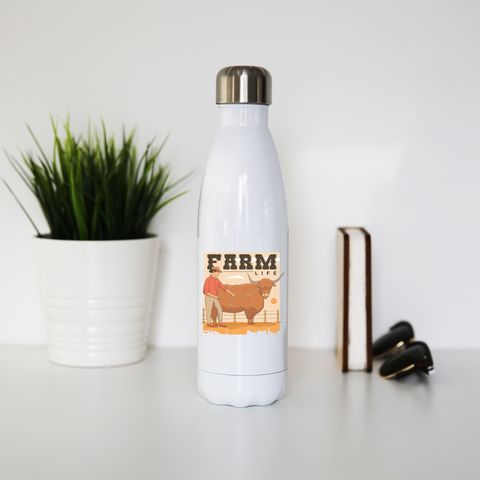 Farm life quote water bottle stainless steel reusable - Graphic Gear