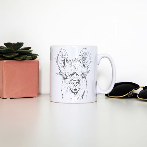 Llama line art mug coffee tea cup - Graphic Gear