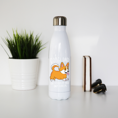 Corgi dad water bottle stainless steel reusable - Graphic Gear