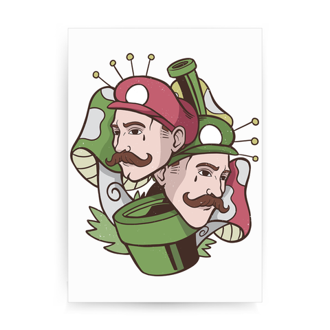 Mushroom brothers print poster wall art decor - Graphic Gear