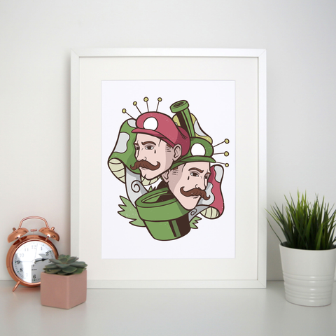 Mushroom brothers print poster wall art decor - Graphic Gear