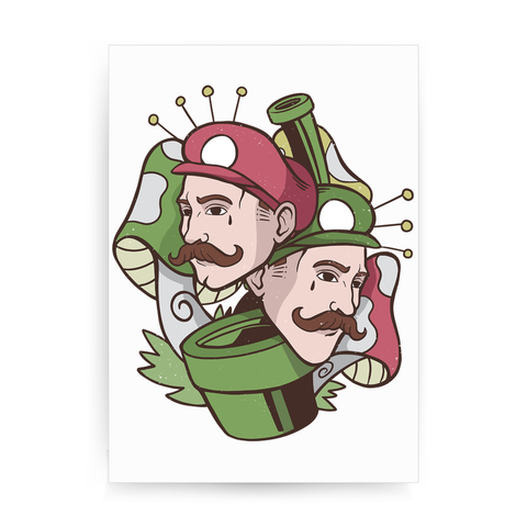 Mushroom brothers print poster wall art decor - Graphic Gear