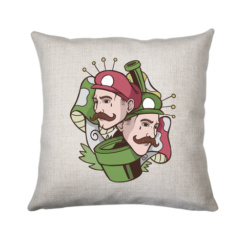 Mushroom brothers cushion cover pillowcase linen home decor - Graphic Gear