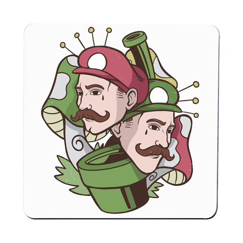 Mushroom brothers coaster drink mat - Graphic Gear