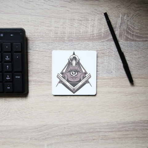 Freemasonry symbol coaster drink mat - Graphic Gear
