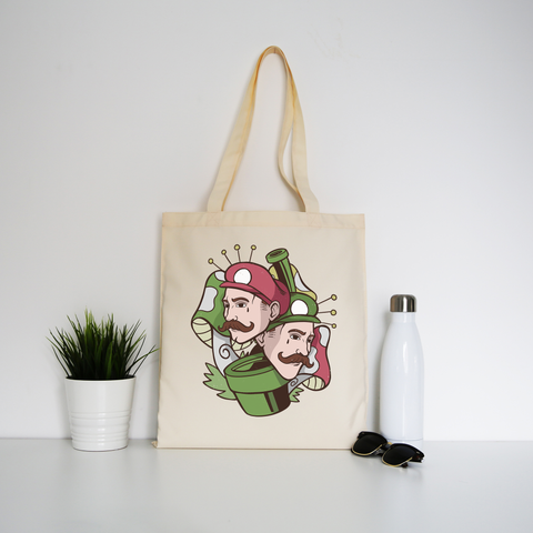 Mushroom brothers tote bag canvas shopping - Graphic Gear
