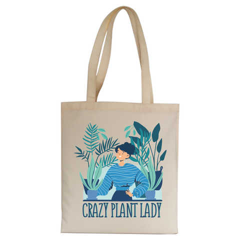 Crazy plant lady tote bag canvas shopping - Graphic Gear
