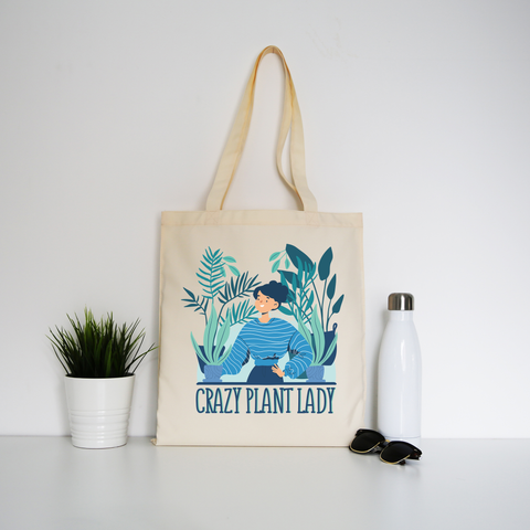 Crazy plant lady tote bag canvas shopping - Graphic Gear