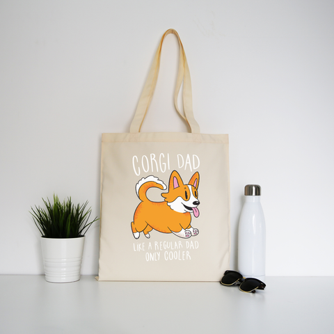 Corgi dad tote bag canvas shopping - Graphic Gear