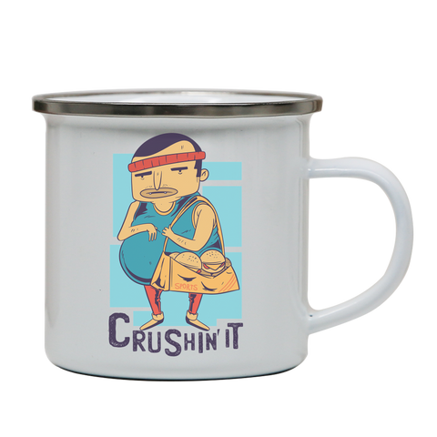 Crushing it man enamel camping mug outdoor cup colors - Graphic Gear