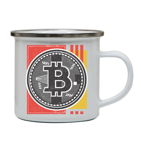 Bitcoin abstract enamel camping mug outdoor cup colors - Graphic Gear