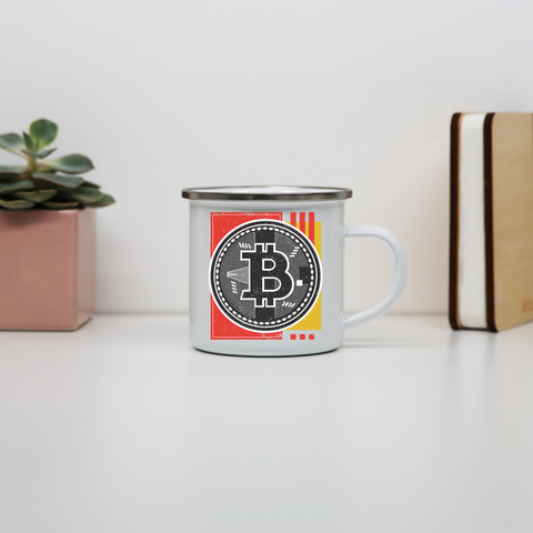 Bitcoin abstract enamel camping mug outdoor cup colors - Graphic Gear