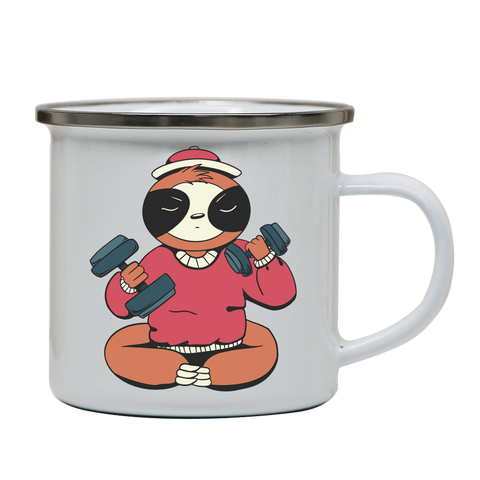 Sloth exercise enamel camping mug outdoor cup colors - Graphic Gear