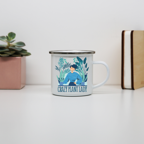 Crazy plant lady enamel camping mug outdoor cup colors - Graphic Gear
