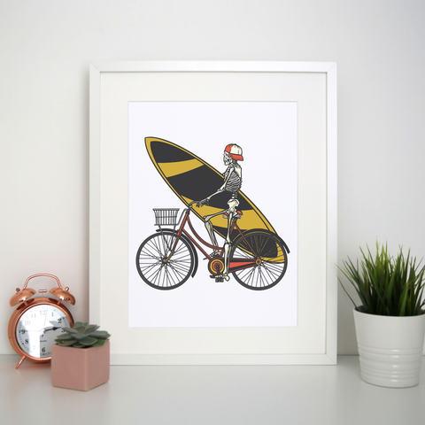Skeleton cycling print poster wall art decor - Graphic Gear