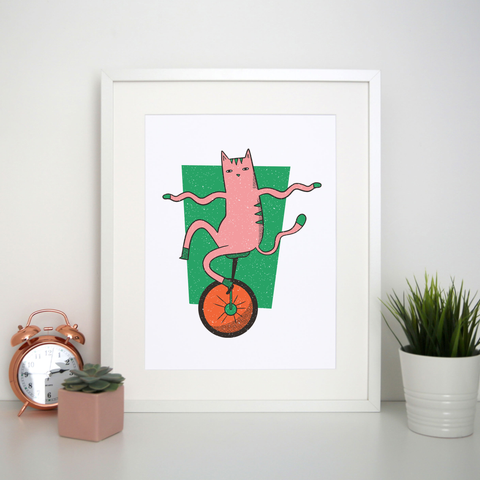 Unicycle cat print poster wall art decor - Graphic Gear