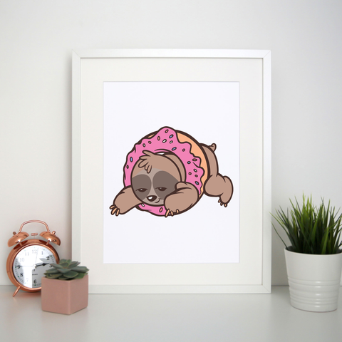 Sloth donut print poster wall art decor - Graphic Gear