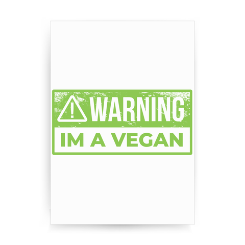 Warning vegan print poster wall art decor - Graphic Gear