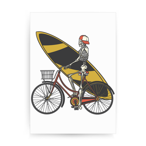 Skeleton cycling print poster wall art decor - Graphic Gear