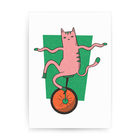 Unicycle cat print poster wall art decor - Graphic Gear