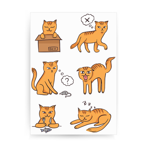 Cat moods print poster wall art decor - Graphic Gear