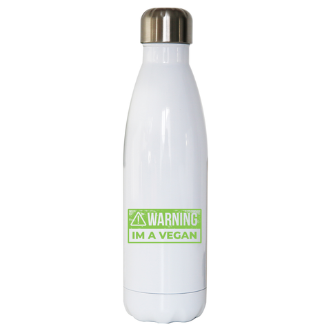 Warning vegan water bottle stainless steel reusable - Graphic Gear