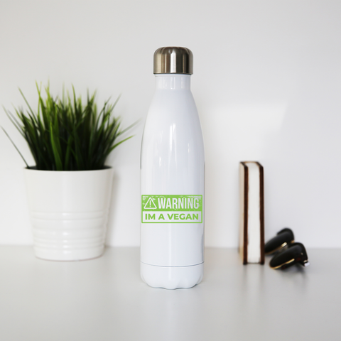 Warning vegan water bottle stainless steel reusable - Graphic Gear